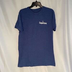 New COPPERTONE Unisex T-shirt Girl Dog Blue Medium It's Great Outdoor Sun Summer